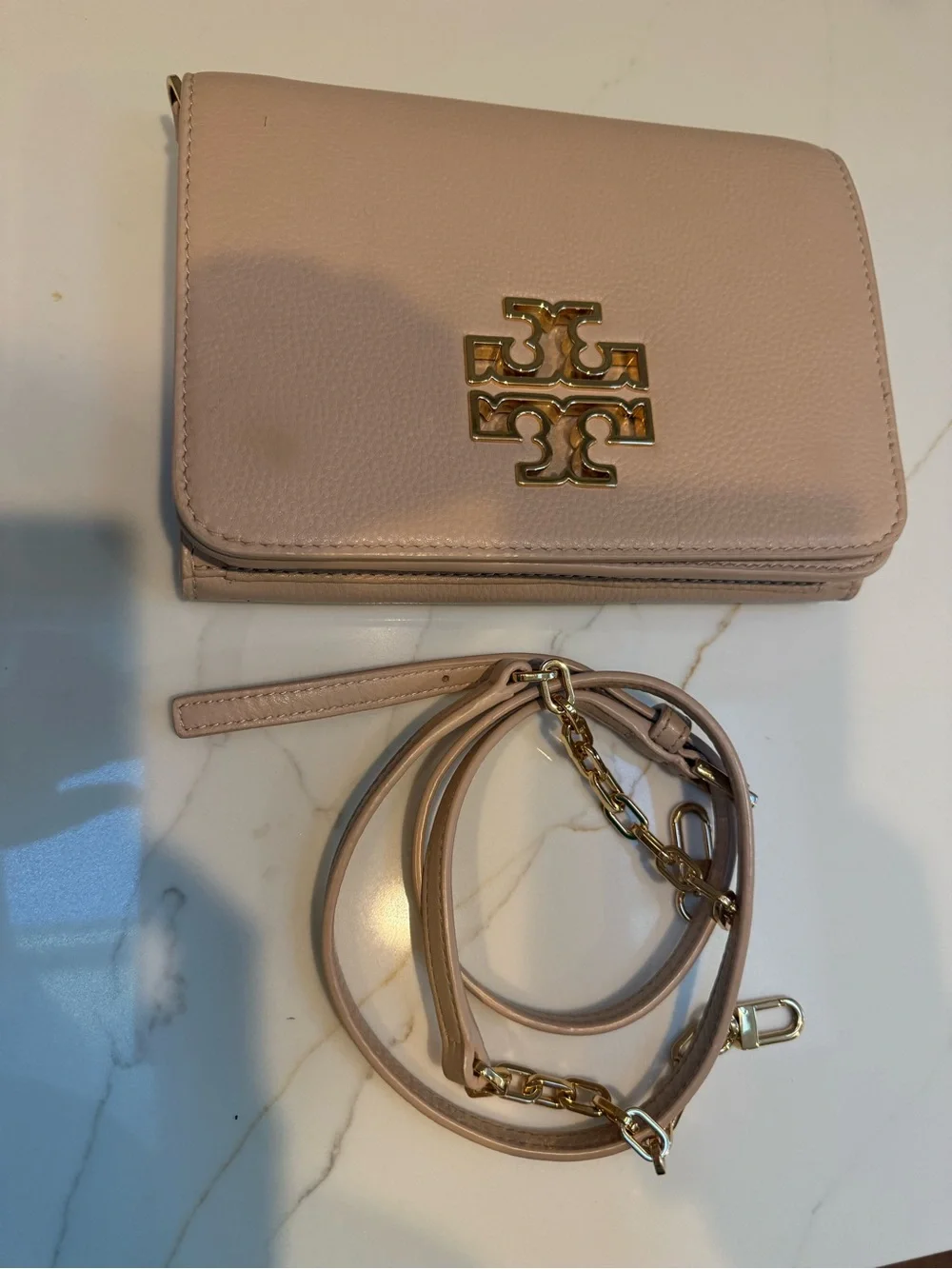 Tory Burch Kira Small Leather Crossbody - Taupe